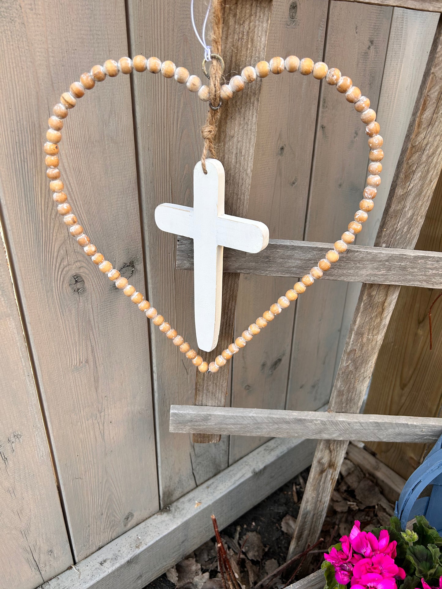 Beaded Heart with Cross