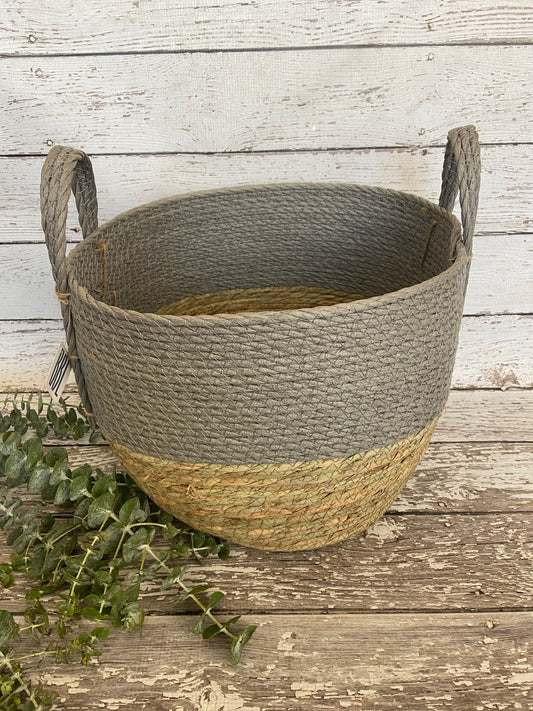 Grey straw baskets