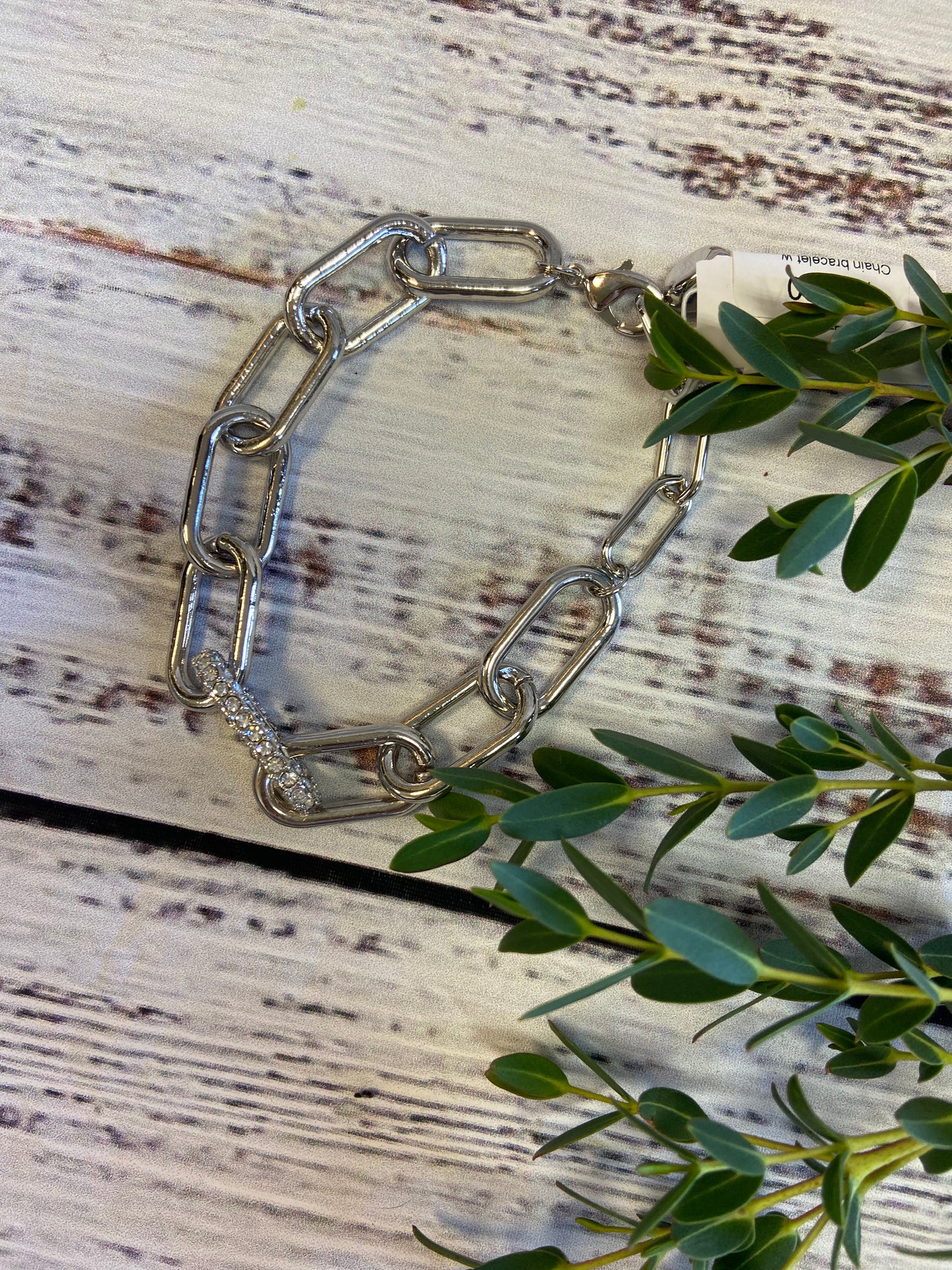 Chain bracelet w/ crystals