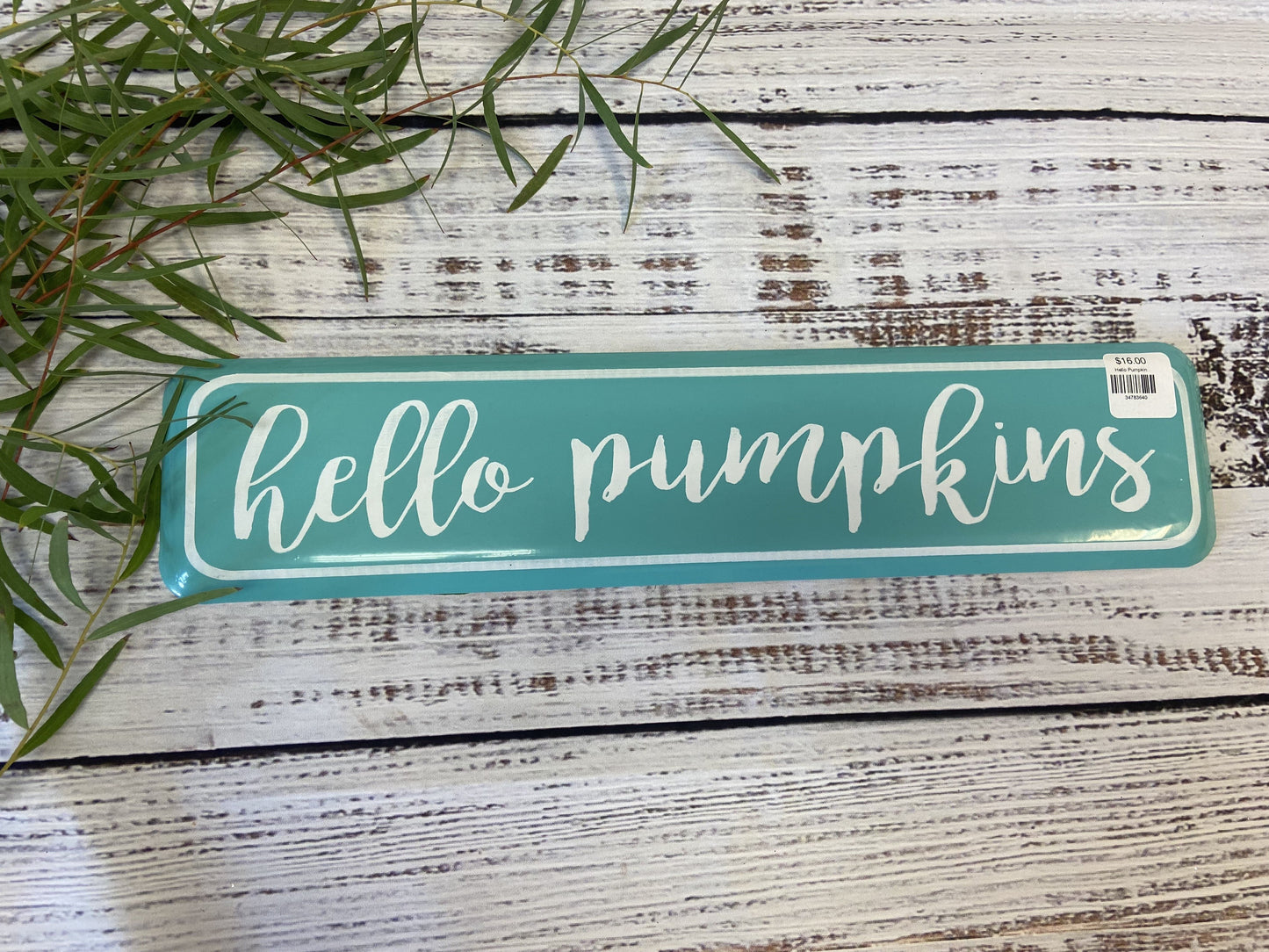Hello Pumpkins Sign- Teal